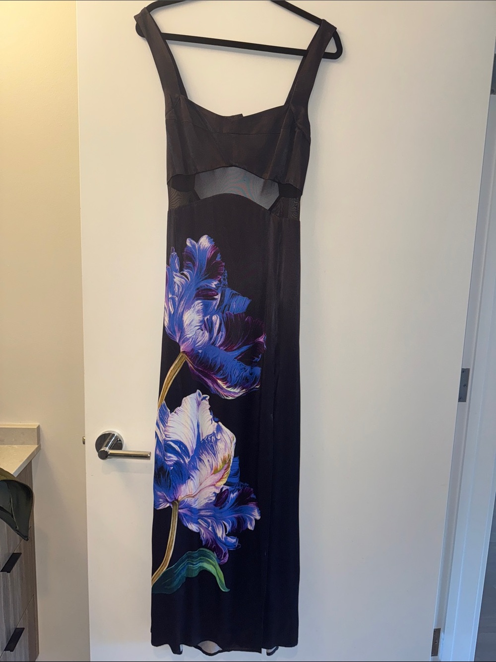 NWT Anthropologie Amara Sleeveless Floral Maxi Dress Size 4 Black
